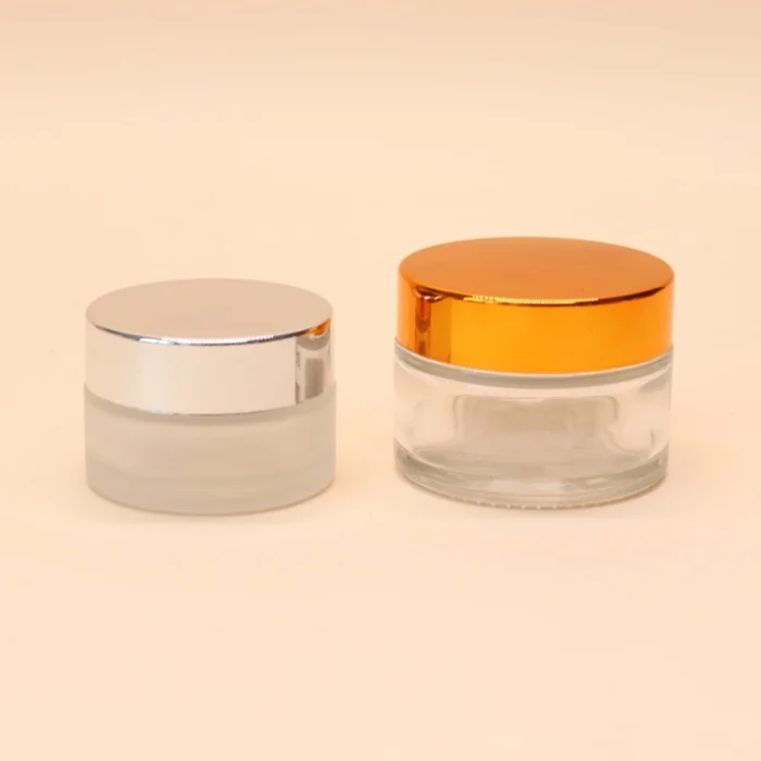 Metal plastic lid glass jar 5g 10g 15g 20g 30g 50g 2oz 3oz 4oz glass cream jar with lid custom glass jar LOGO