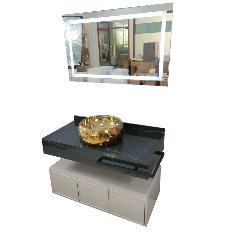 Modern single marble basin melamine luxury bathroom furniture design