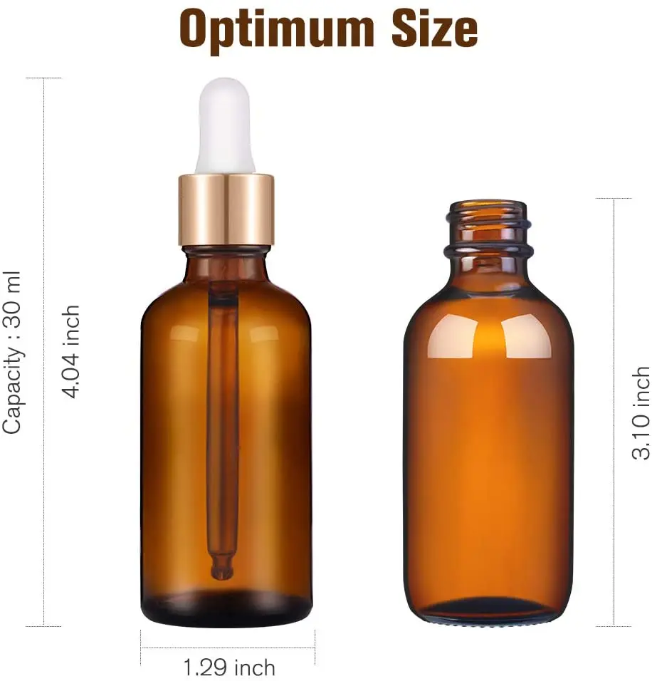 Glass Dropper Bottle Amber Glass Bottles Empty 30ml Eye Dropper Bottles for Essential