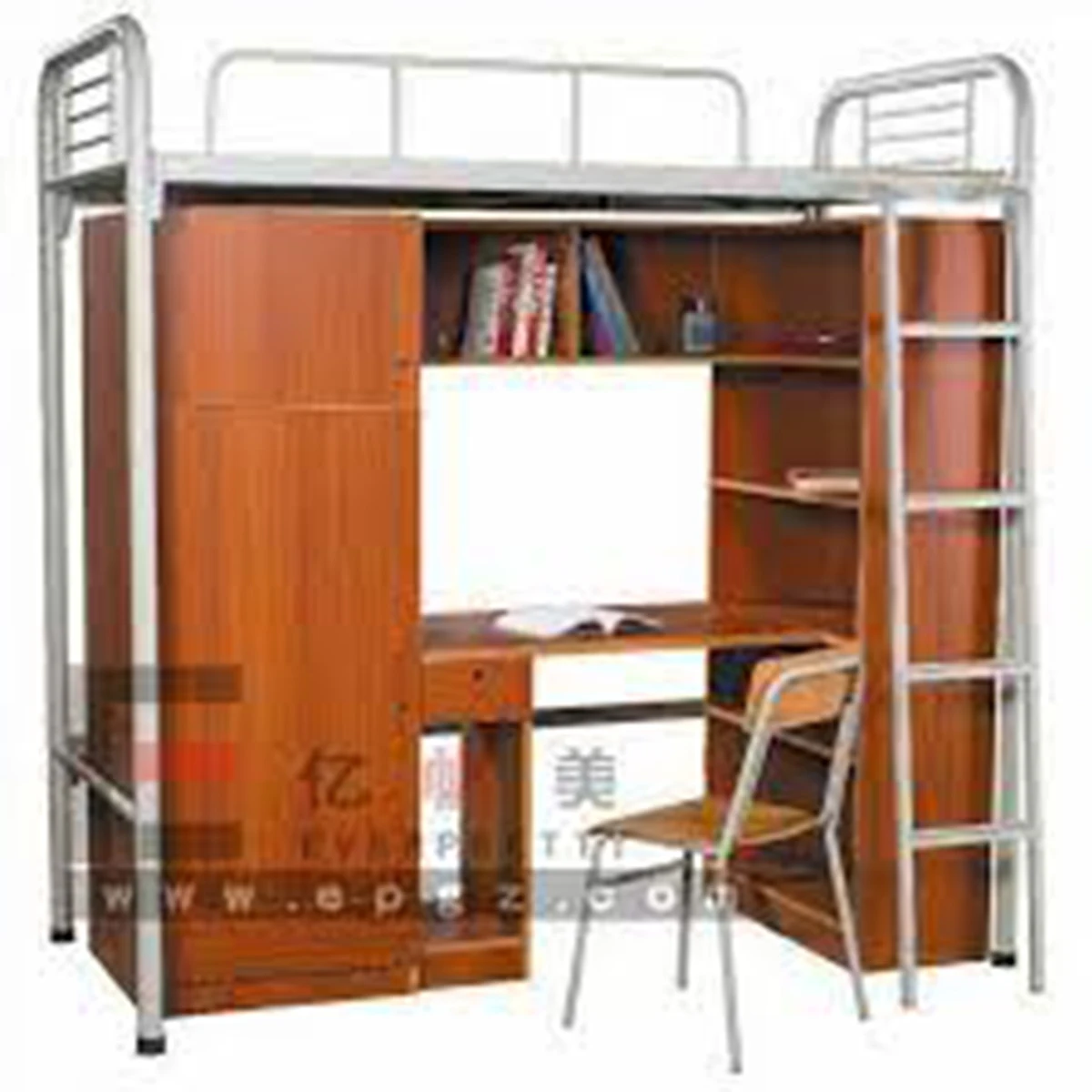 Sharing Desk with Bookshelf School Student 3 Tier Bunk Bed Metal Frame Bunk Beds Steel Bunk Bed Set