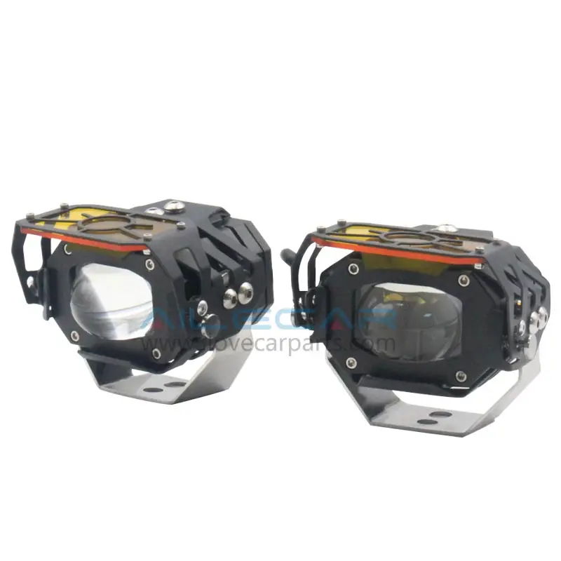 ALK-CA7 High Beam 40W Motorbike Motorcycle External Spotlight Foglamp Auxillary Led Spotlight Dual Color Fog Light Motorcycle
