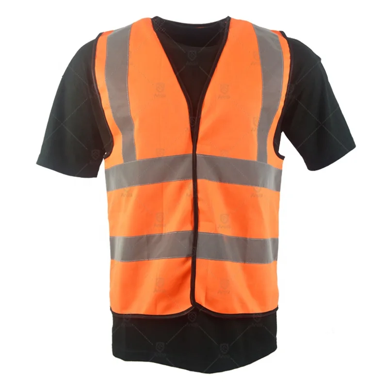 High visibility reflective traffic work orange breathable safety vest hi vis construction EN20471 waistcoat with printed logo