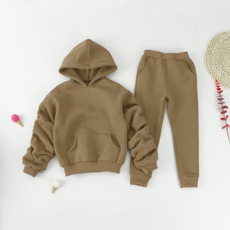 High Quality Boys Clothing Set Winter Hoodie Two Piece Sweatsuit Boys Jogger Set Fleece Cotton Kids Tracksuit