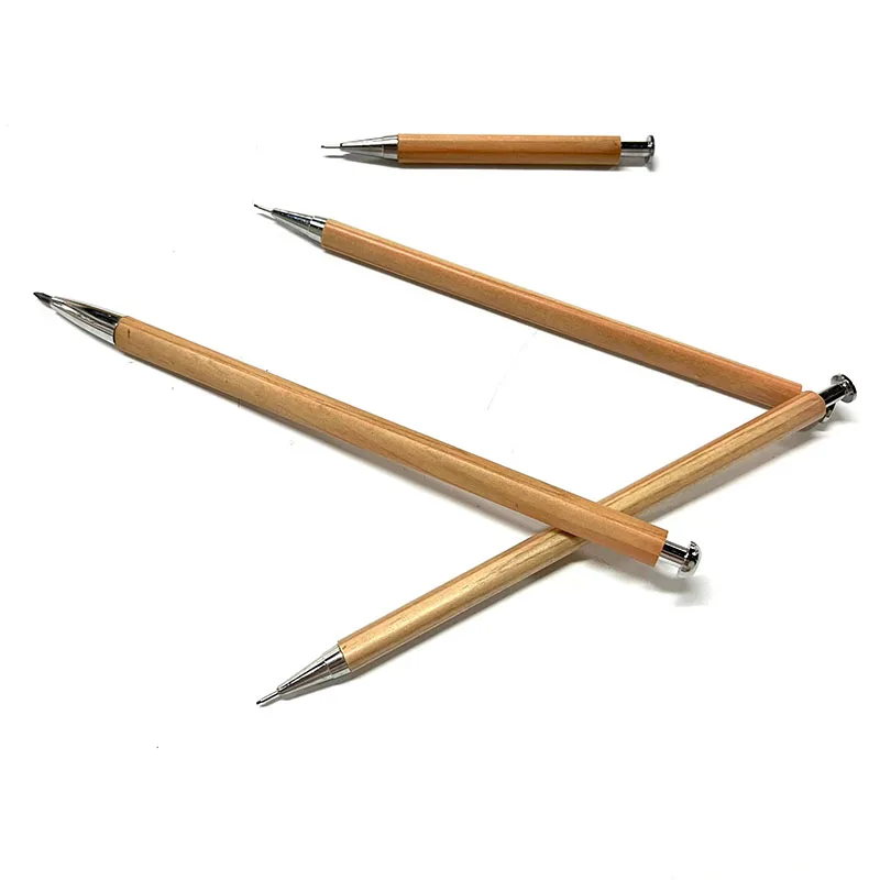Eco-Friendly Cheap Cedar Wood Mechanical Pencils 0.5mm & 0.7mm Mini Bulk Set HB & 2B Lead Hardness Metal Material