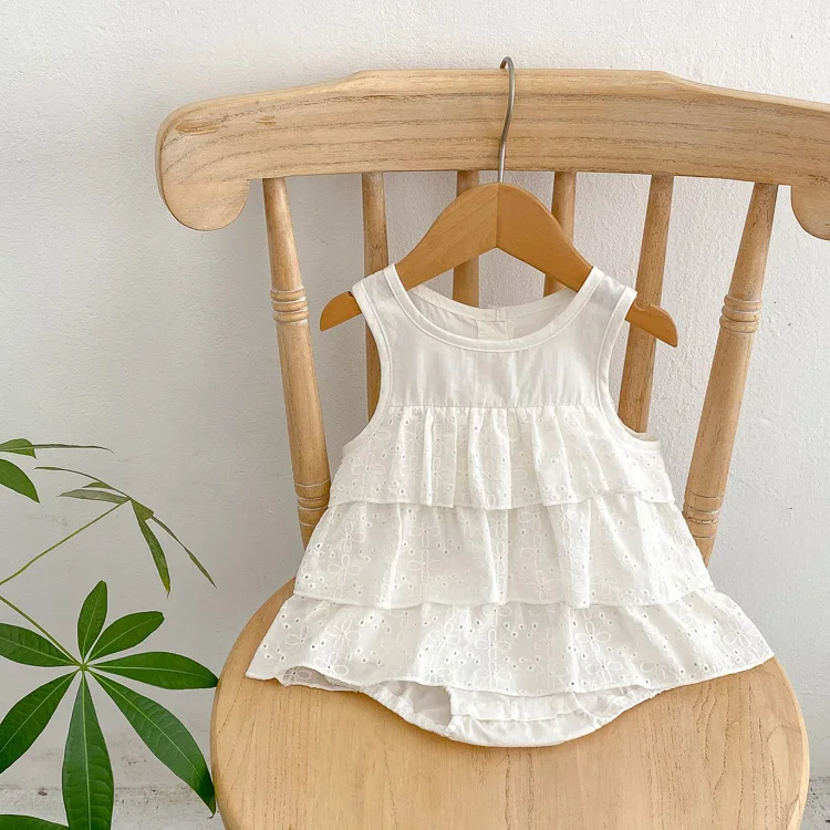 Autumn Baby Rompers Versatile Solid Color Lace Wrap Vest Thin Buttocks Support Knitted Outfit One Year Old Crawling
