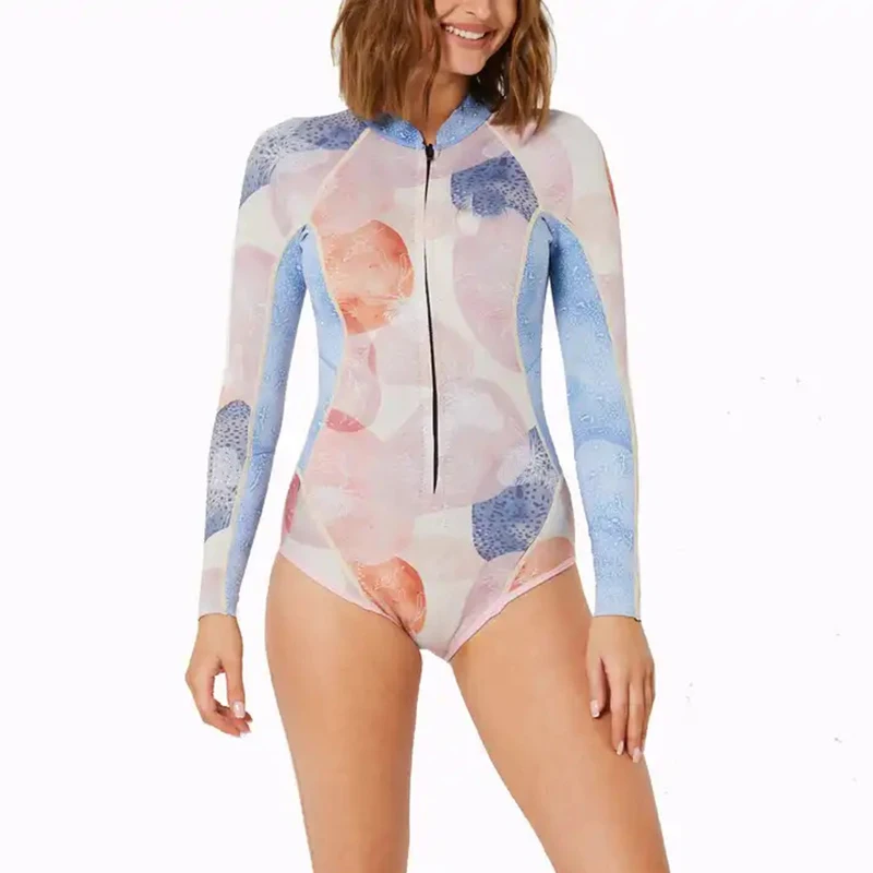 Customize Monokini Swimwear One Pieces Long sleeves UPF 50+ Swimsuit High Cut Women zipper one piece swimsuit Swimwear For Girls