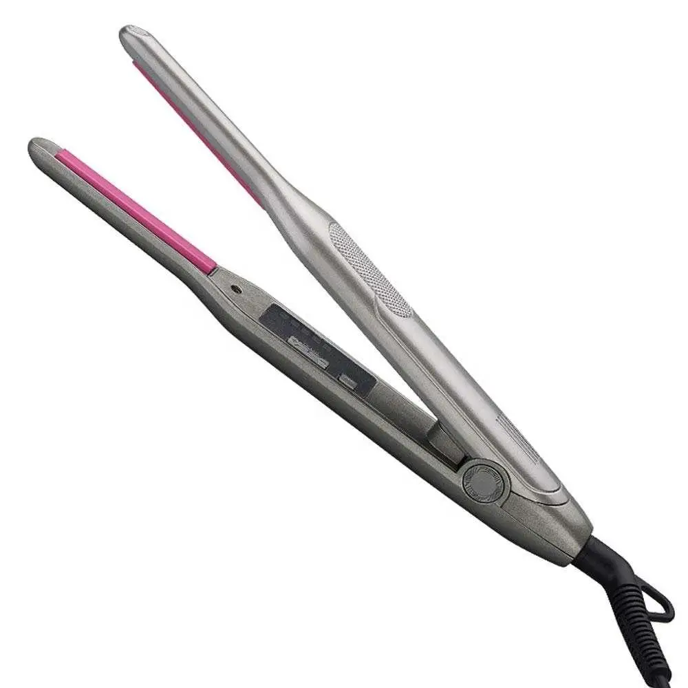 New Design 3/10 Inch Mini Pixie Electric Hair Straightener & Curler Flat Iron with Titanium Plates 2 in 1 for Beard Hair Styling