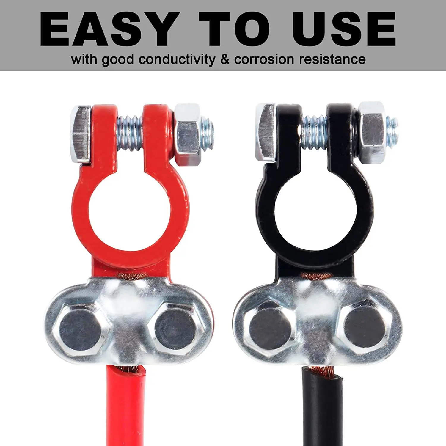 RTS High Quality Lead Battery Terminals Color Coded Set Top Post Connectors Clamps