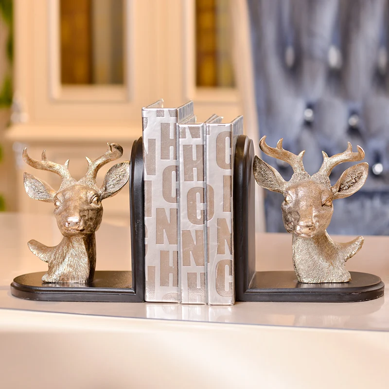 Luxury deer ornament  gold life size deer ornament high quality bookends vintage statue