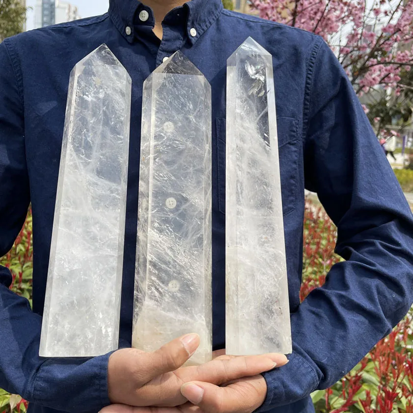 Индивидуальные большие палочки из натурального прозрачного кварцевого кристалла 30-35 см, большая башня из кварцевого кристалла