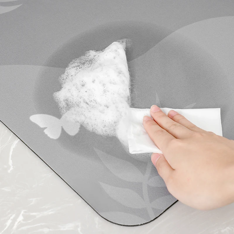 Super Water Absorbing Rollable Soft Diatomite Bath Mat Modern Bathroom Kitchen Anti-slip Super Fast Drying Bath Mat