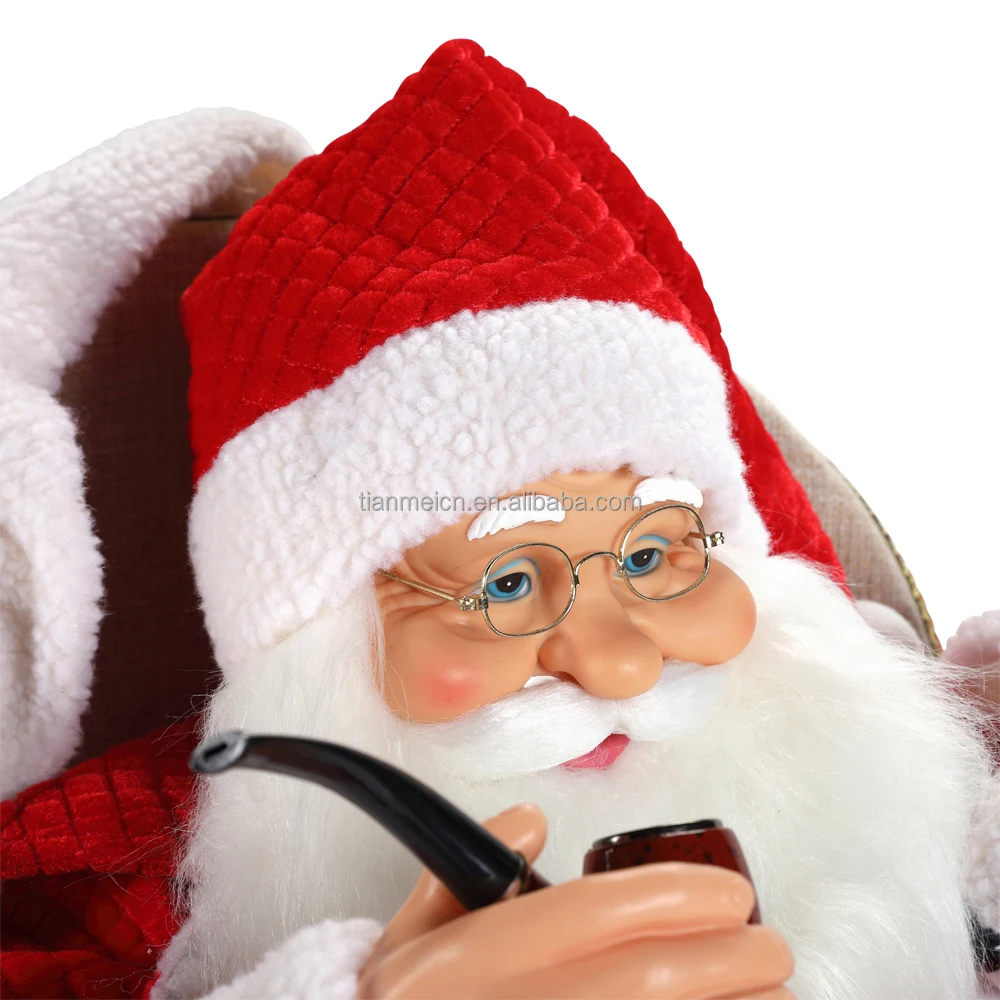 80cm Christmas Animated Sofa Santa Claus with Lighting Musical Ornament Decoration Traditional Holiday Figurine Collection home