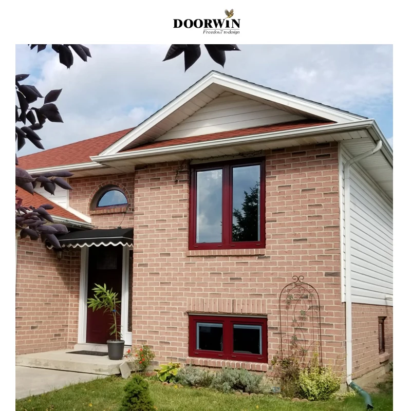 3D Wooden Transfer Wood Color Paint Thermal Break Aluminium Window with Theft-proof Net