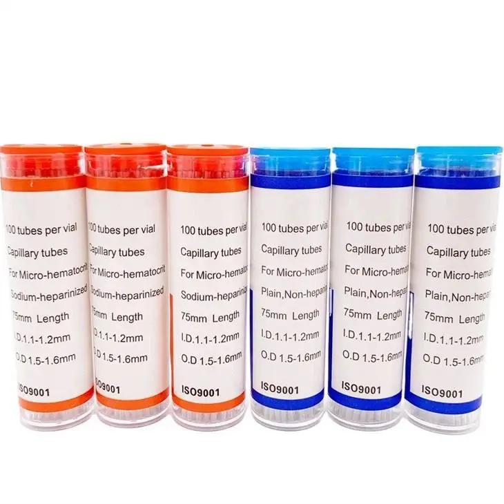Wholesale Hospital Laboratory Glass Red blue Heparin Micro-hematocrit Blood Collection Capillary Tube
