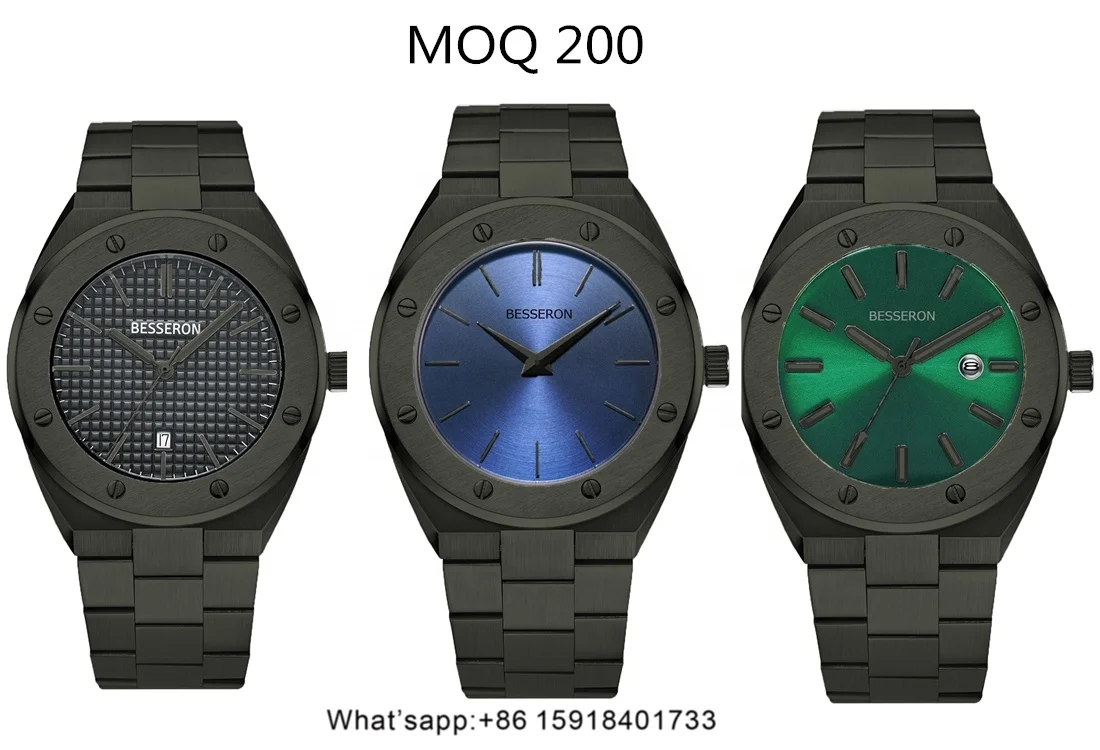 Мужские наручные часы BESSERON полностью прочные из нержавеющей стали 316L с отражающим синим светом брендовые роскошные мужские новинка 2020