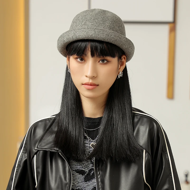 Оптовая продажа осенняя модная британская шляпа с маленькими полями шерстяные зимние черные шляпы-федора для