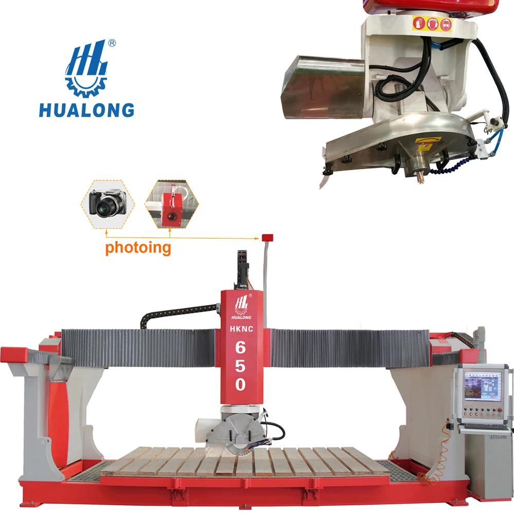 Hualong Machinery HKNC series Bridge Saw 5 Axis Stone Cutter CNC Granite Cutting Machine Processing Center