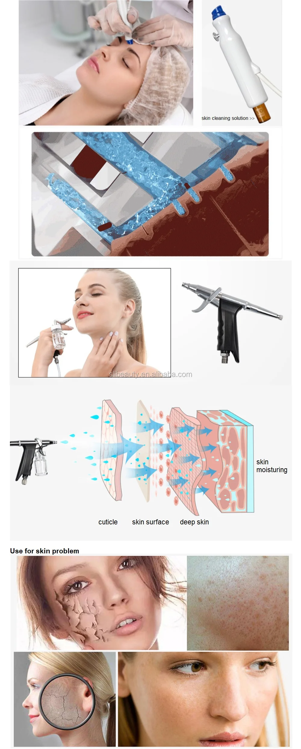 hot selling 2 in 1 pure oxgen injection water oxgen jet peel spray facial skin rejuvenation spa beauty equipment