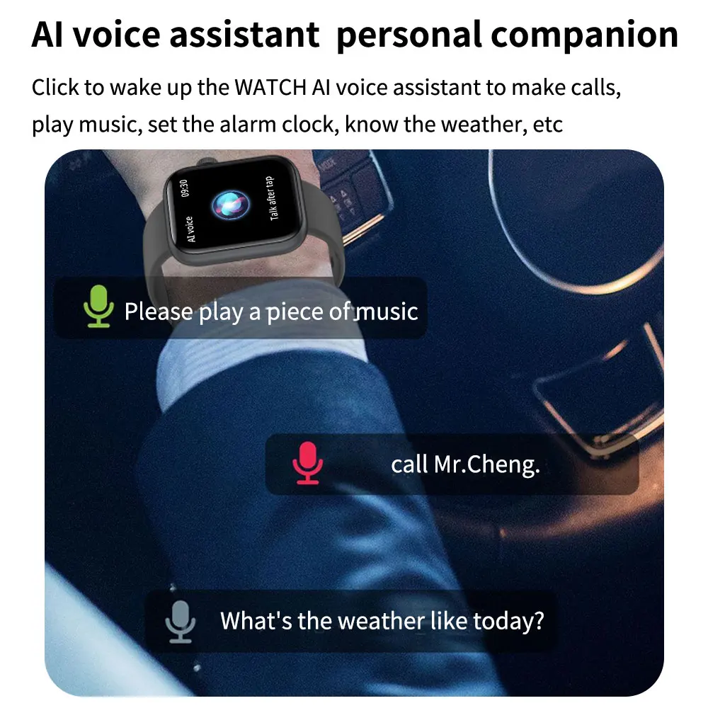 Bluetooth call heart rate blood oxygen temperature detection voice assistant motion alarm health waterproof LC201 smart watch