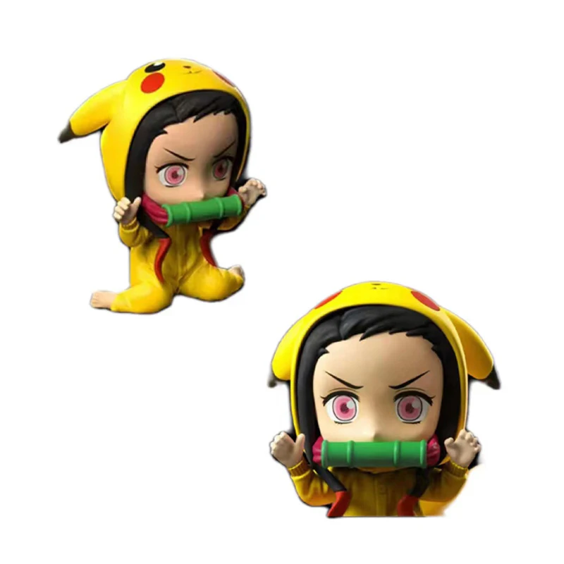 Demon Slayer Action Figure Kamado Nezuko Pikachu Costume Q Version Model Anime Peripheral Desktop Ornament