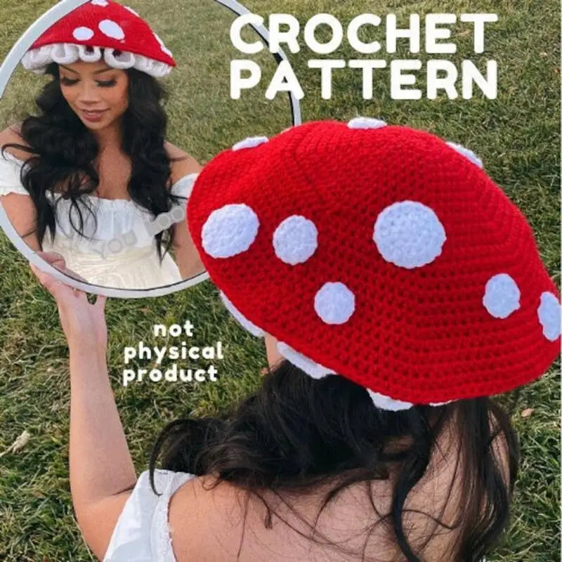 2024 Winter unisexes crochet bean hat funky mushroom style fun party hat with cartoon pattern
