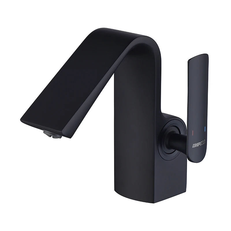 Empolo luxury bathroom copper faucet	hotel high basin Mixer brass health tap brush rose gold single handle water tap