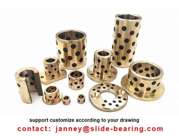 Graphite Plugged Bronze Bushings custom graphite impregnated brass bushing flanged brass bushing with 4 holes