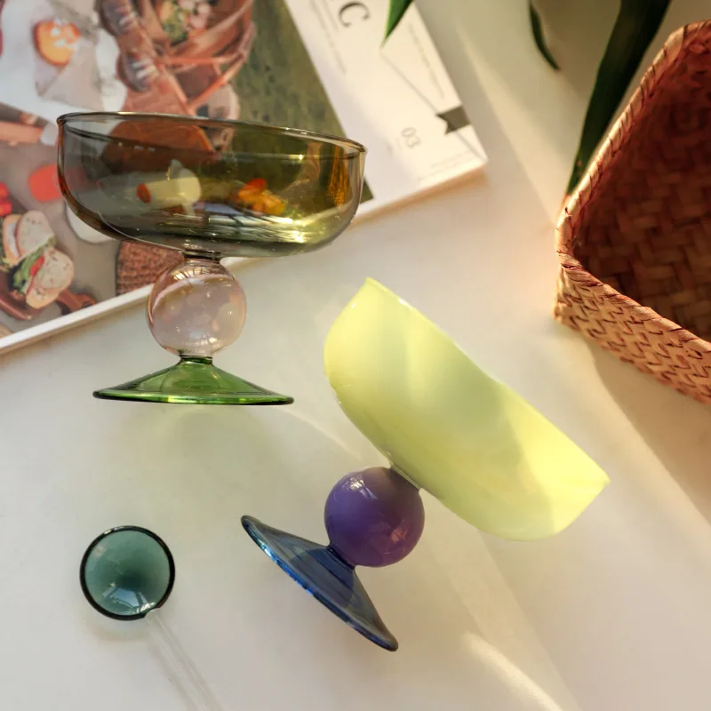 creative multi-color glass bowl, fruit salad bowl tableware, household high-temperature yogurt
