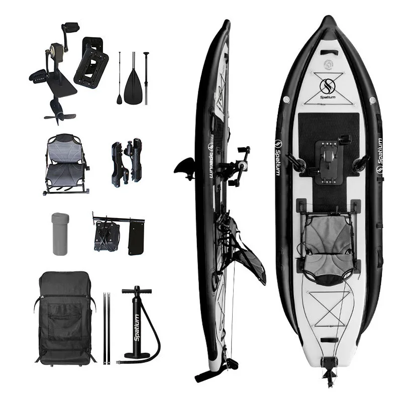 Spatium new fishing 2024 Kayak Inflable Pedal 1 Seater Drive System Fishing Boat With Pedals For Adults