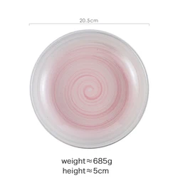 Elegant Blue&Pink Underglaze Porcelain Reactive Glaze Stoneware with Dessert Plate Cup&mup Bowl Tableware Ceramic Dinnerware Set