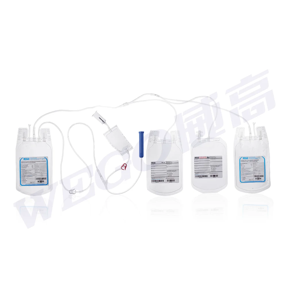 WEGO Hot Sale CPDA-1 Blood Bags: 100ml, 250ml, 350ml, 450ml. 1-4 Bags