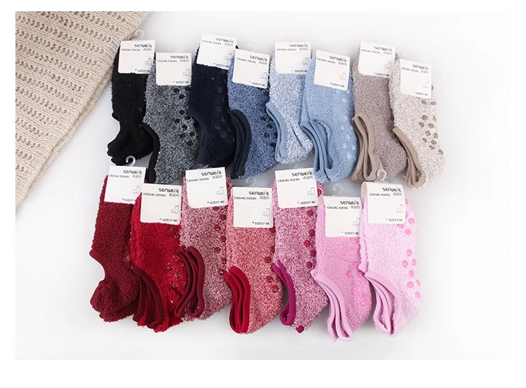 Anti Slip No Show Thermal Winter Warm Fuzzy Slipper AntiSlip Fleece Lined Sherpa Floor Socks