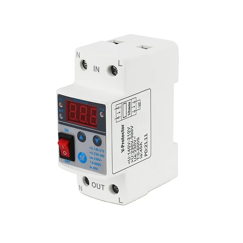 Fato Din Rail Digital Electric Voltage Protector Adjustable Over Under Voltage Protection 40A 230V