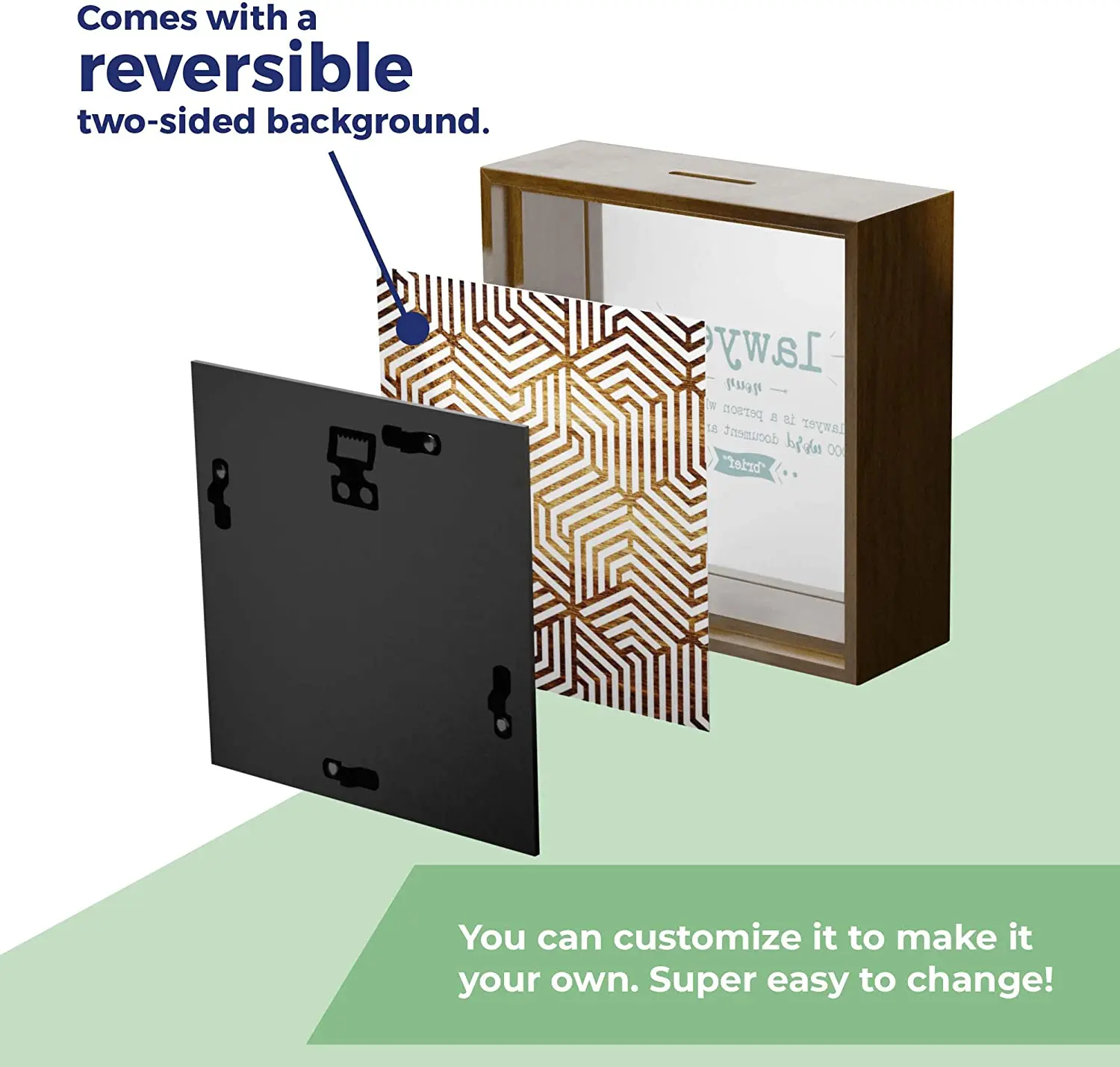 6x6x2 Wooden Shadow Box with Glass Front | Wood Keepsake Frame for Attorney Men & Women | Future Lawyer Gift