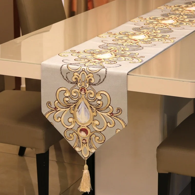 
classical embroidered beautiful wholesale long table runner 