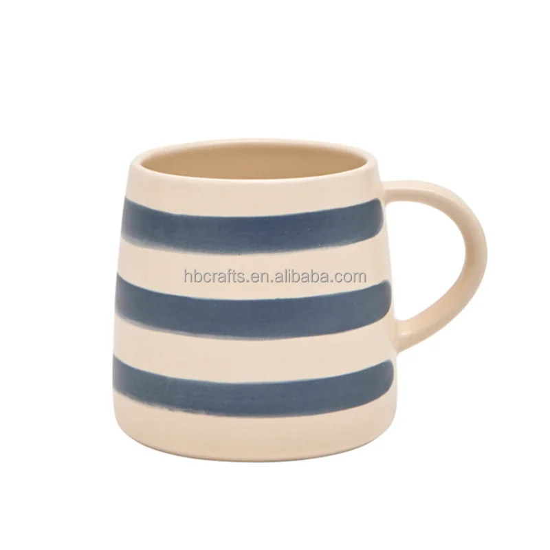 wholesale factory blue stripe mug porcelain cup water mug