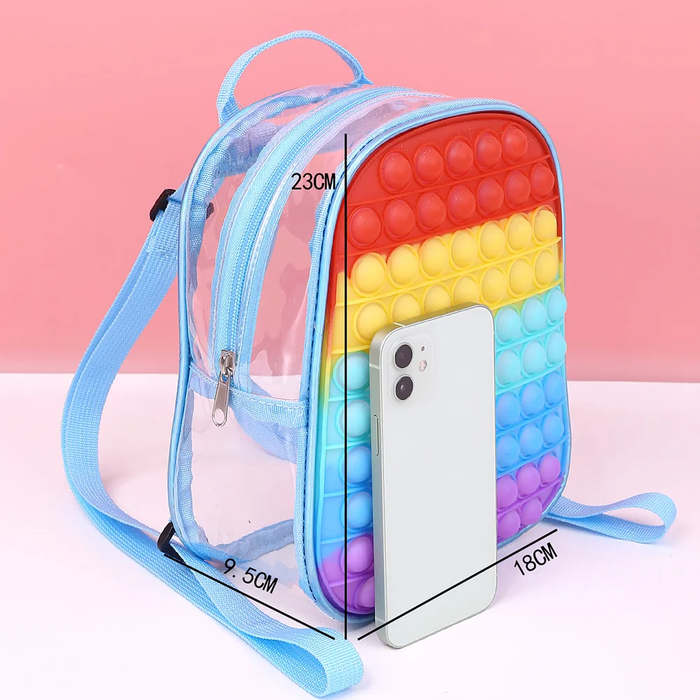 2022 Glossy Laser Leather silicone Fidget pack Unicorn puppet Ice cream pop itting backpack