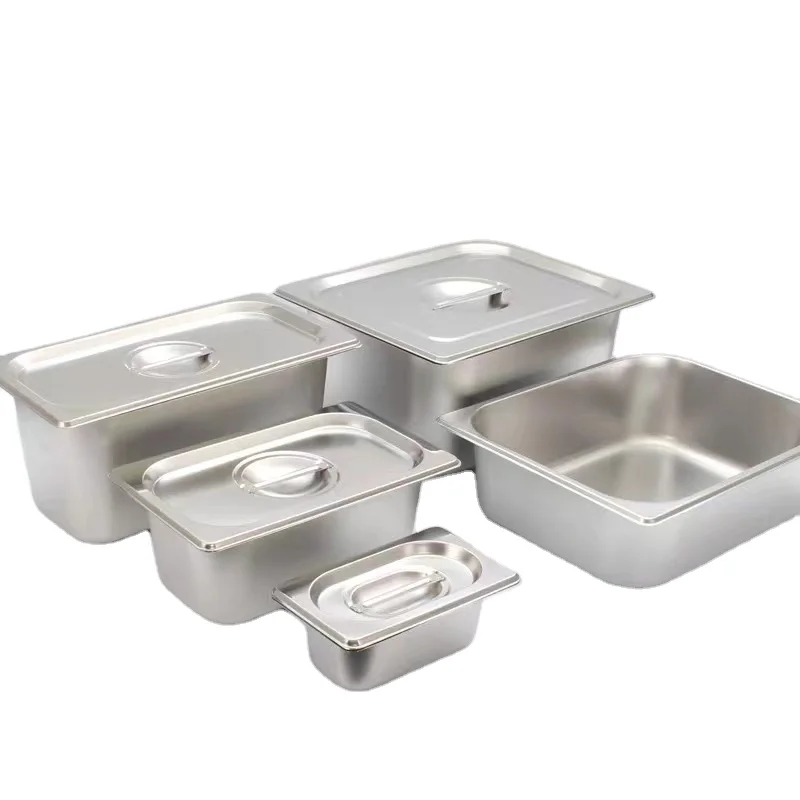 factory supply professional kitchen equipment stainless steel buffet food container full size gn pan with lid