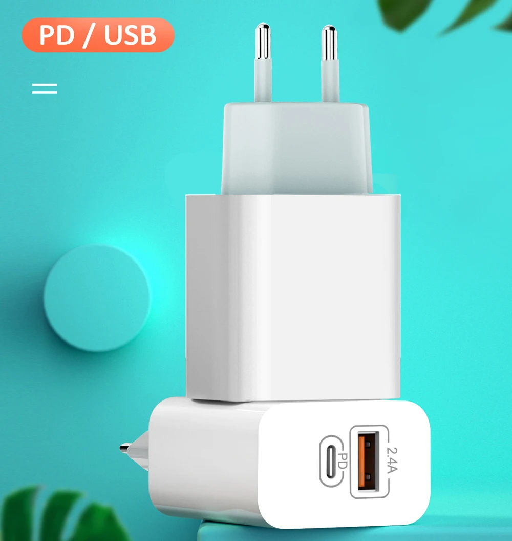 2in1 2 в 1 12 Вт Тип c PD КК быстрой зарядки сотового телефона usb настенного зарядного устройства type-c USB настенное зарядное устройство