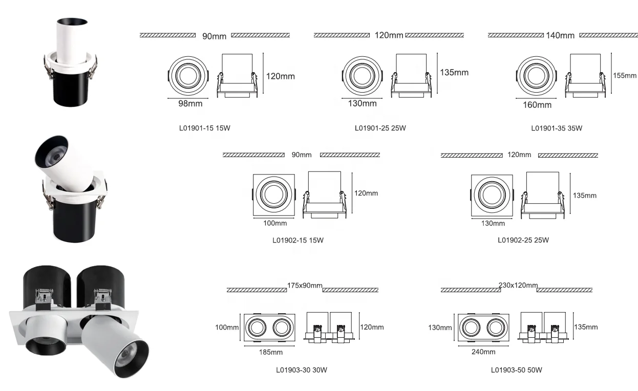 Led Downlight Double Lamps Head Super Fashion Model 12w Commercial Spot Light Store Concealed Telescopic Ceiling Spotlights