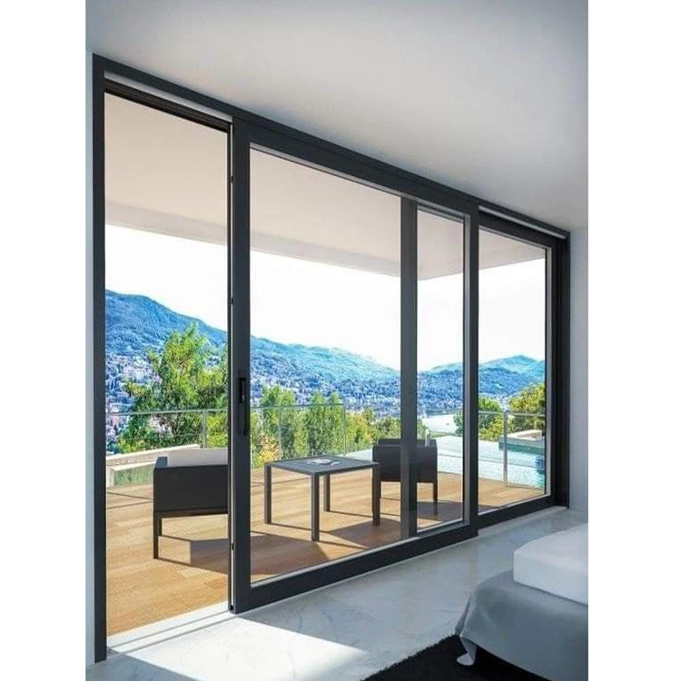 American Style Water Proof Frameless Aluminum Sliding Glass Door