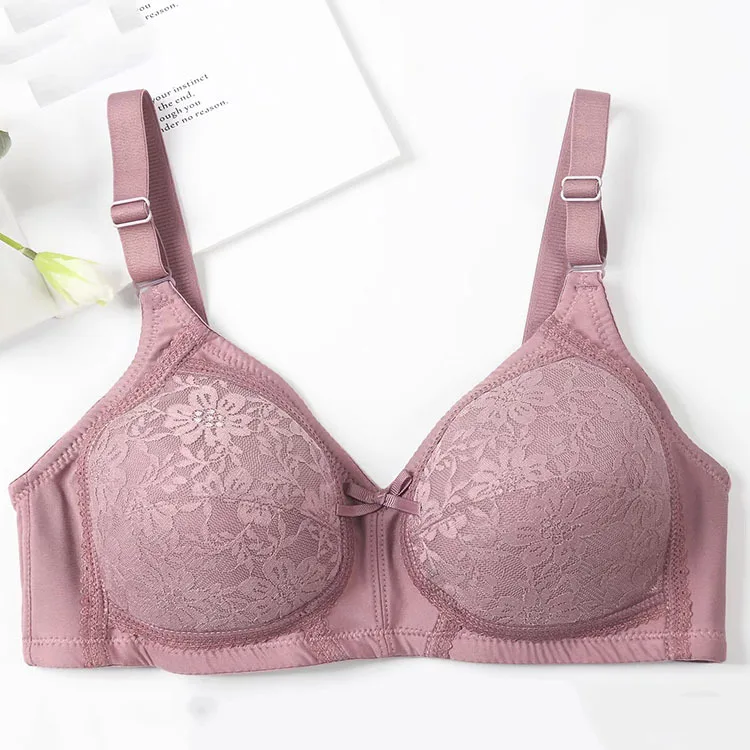 European and American sexy lace without steel ring thin underwear for women gathering and adjusting full cup bra