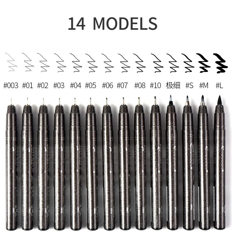 Superior 8pcs Waterproof Fade Proof Micron PenTip Fine Liner Black Sketch Water Marker Pen for Manga