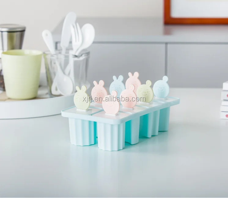 
2021 hot sale Amazon high quality food grade cartoon 1 set 8pcs ice cream sticks mold ice cream popsicle mold ice pop molds 