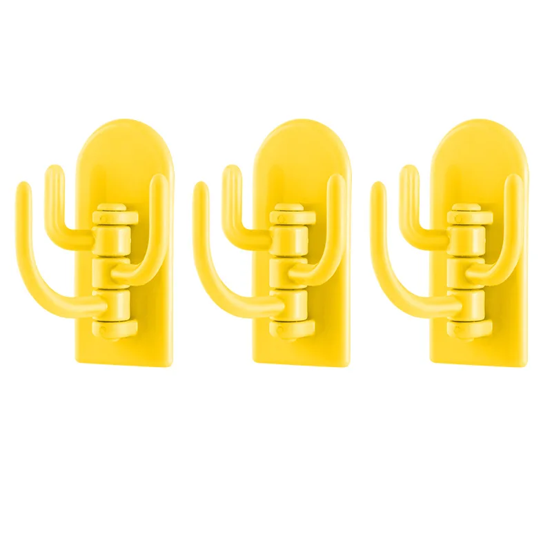 Customization Acceptable Cactus shaped 180 Degrees Rotary Triple Hook Traceless Hook Towel Hanger Hooks Home Storage Accessories