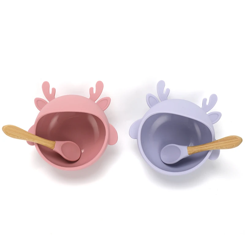 BPA Free Non-toxic New Design Feeding Products Deer Shape Kids Silicone  Bowl