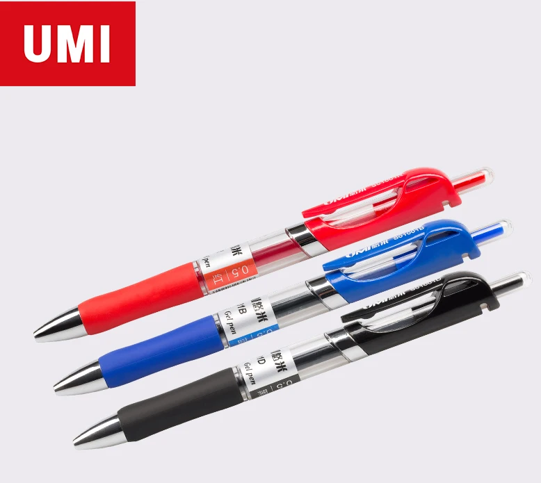 
China cheap office supply black red blue high quality custom logo plastic press Gel pen for school office student 