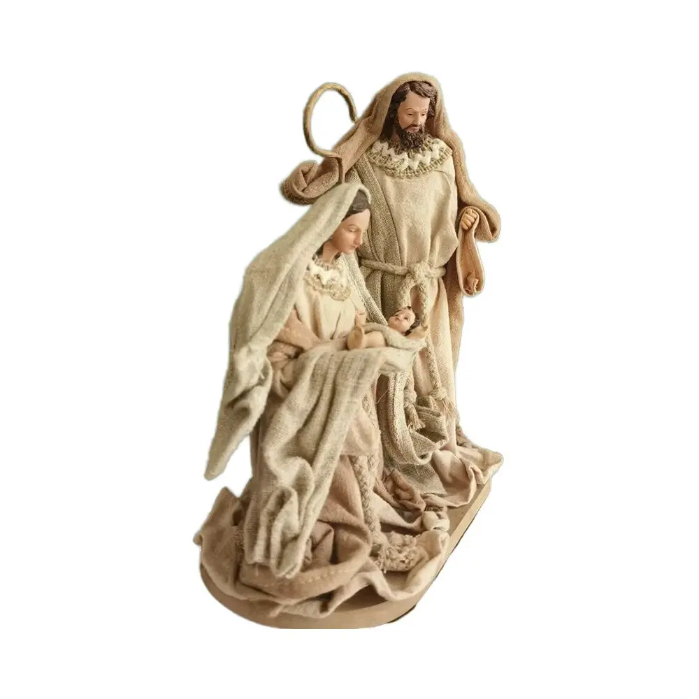 Wholesale Christmas Ornaments Resin Nativity Decor Fabric Cloths Resin Decoration For Gift