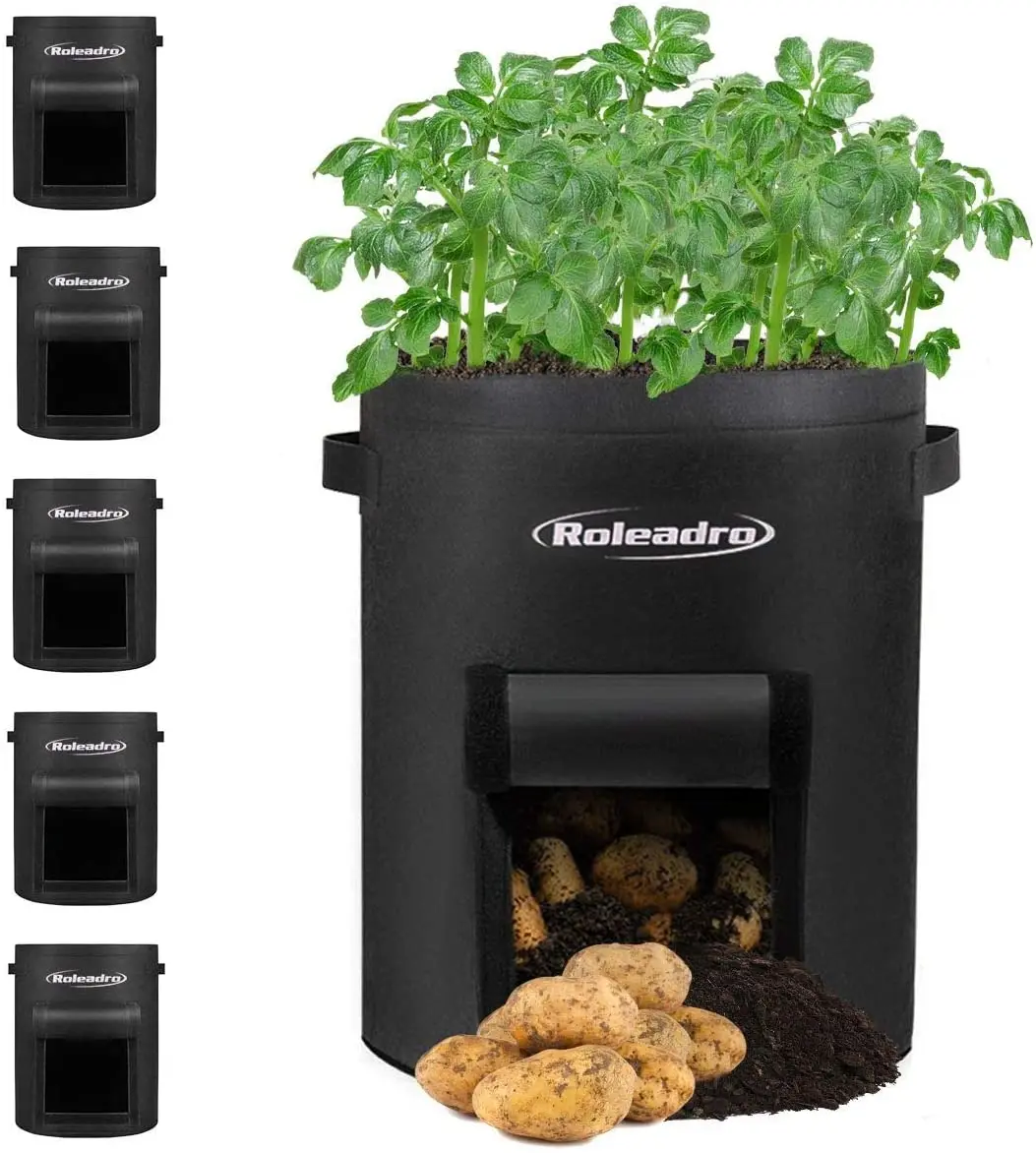 Мешки для выращивания растений на 7 галлонов, тяжелые аэрационные тканевые горшки, утолщенные нетканые садовые растительные горшки с ручками