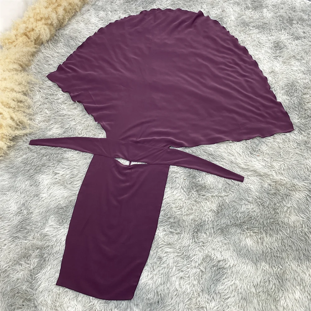 2340#B Premium nida solid color head scarf with niqab one piece style khimar hijab for tradiciton muslim women 13 colors